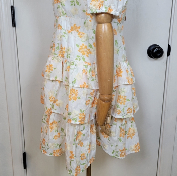Adelyn Rae Embroidered Floral Dress M Cottagecore Ruffle Mini - Picture 6 of 12